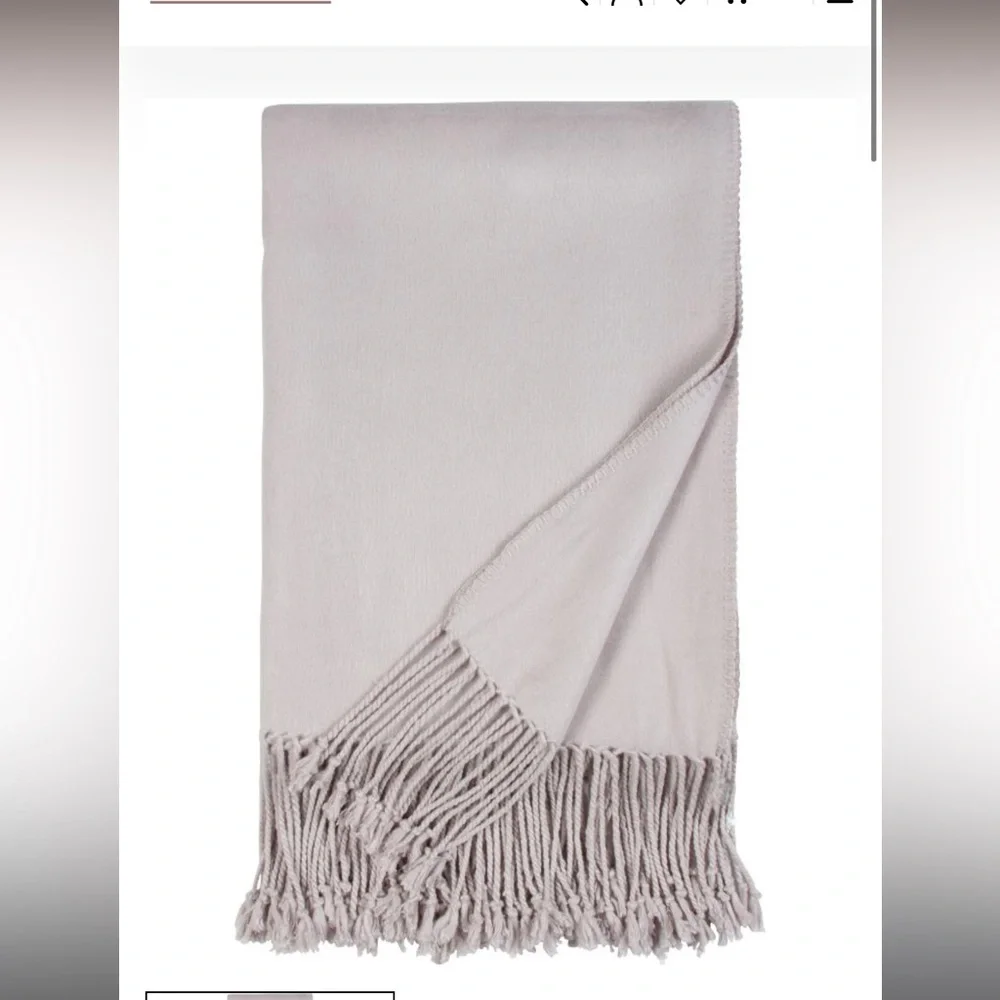 Malibu Luxxe Fringe Dove Grey Blanket‎ Throw New